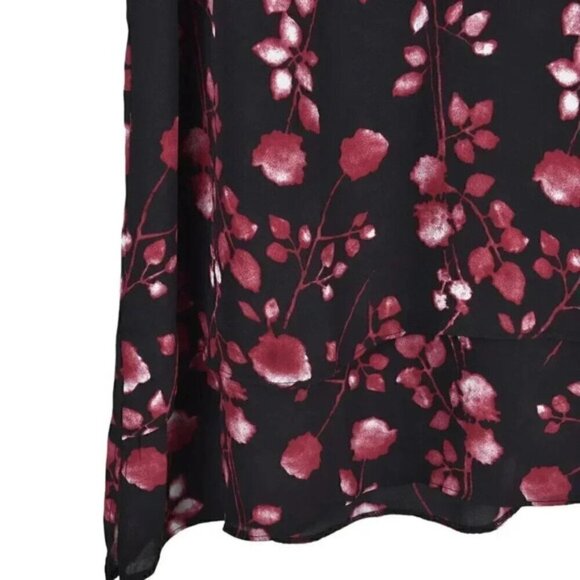 NWT Alfred Sung Floral Tank Top Black Red Sleeveless V-Neck Size XL - Picture 3 of 11